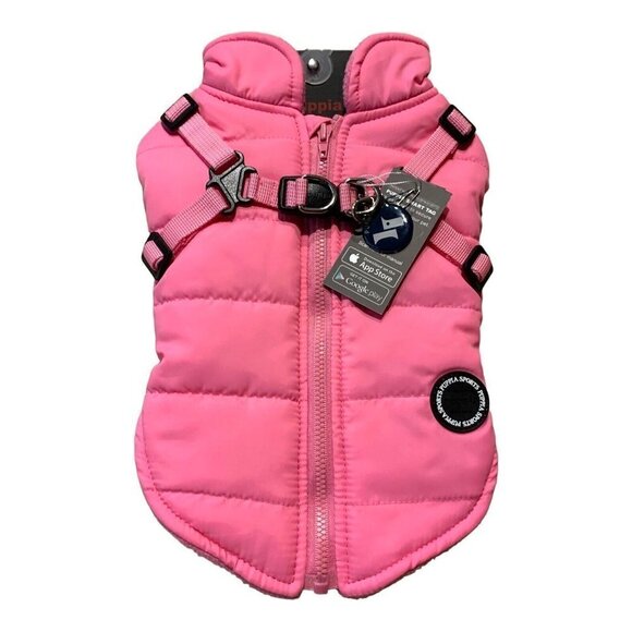 Puppia Winter Coat Harness Dog Cat Vest Pink Smart Tag Mountaineer II Puffer - Picture 7 of 12